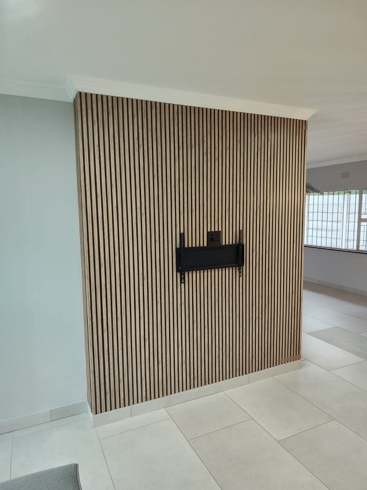 Vertical timber slat feature wall