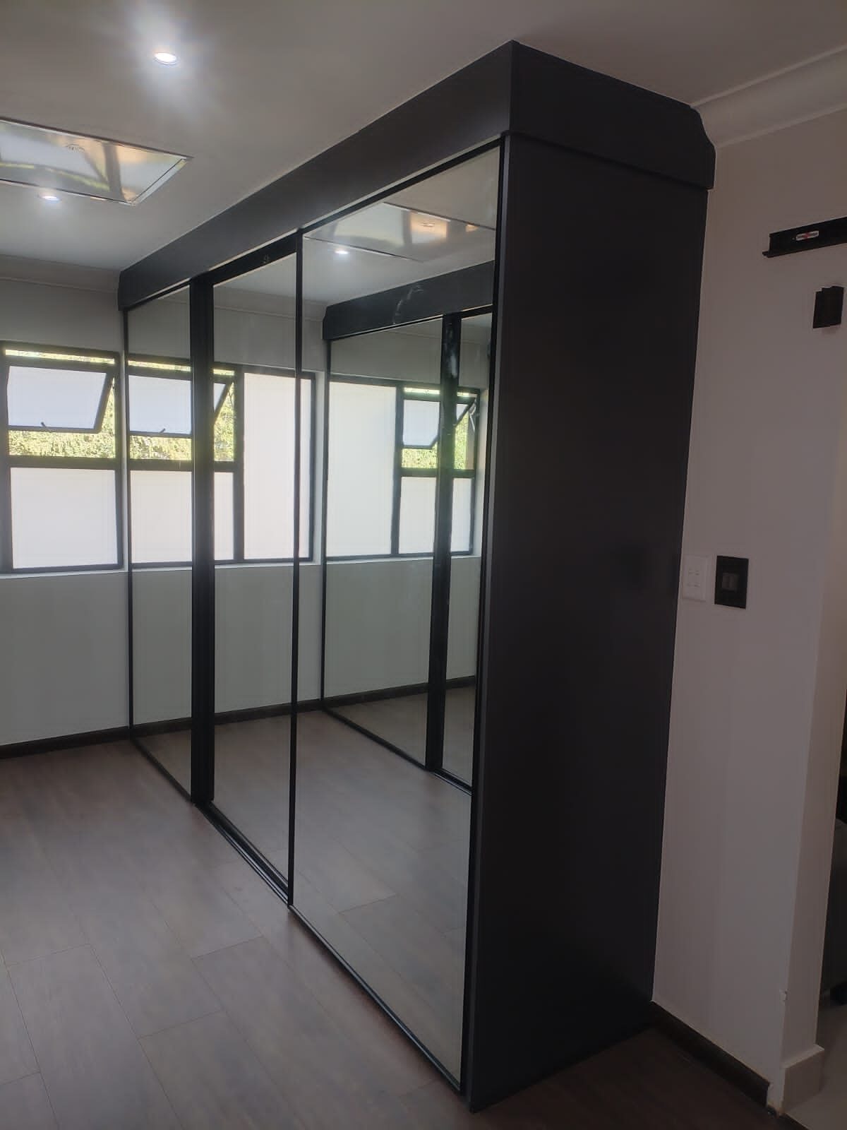 Open shelving walk-in wardrobe